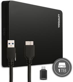 VisiQuality High-Speed Externe Harde Schijf 1 TB - Draagbare Harde Schijf USB 3.0 - Voor Windows & Mac - Xbox & PS4 games - Compact - Met handleiding - Zwart — thumbnail 1