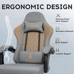 Homaxy - Game Stoel - Gaming Stoel - Gaming Stoel - Ergonomische Bureaustoel - Gamestoel - Verstelbaar - Gaming Chair - Inclusief voetensteun - Grijs — thumbnail 5