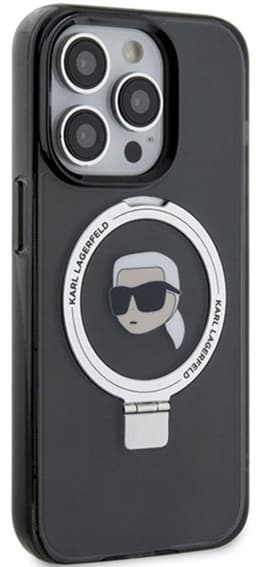 Karl Lagerfeld Serie - Magnetische iPhone 15 Pro Max Hoes - Ring Stand - Zwart — thumbnail 2