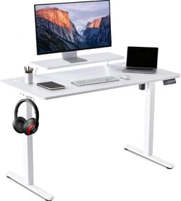 Elektrisch Verstelbaar Bureau 120×60 cm – Hoogte Verstelbaar 73-118 cm – Sta Zit Bureau Met Vaste Monitor Verhoger – Belastbaar 80 kg — thumbnail 1
