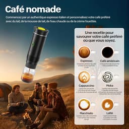Draagbare reiskoffiemachine, 3-in-1 draagbare koffiezetapparaat met snelle verwarming 12V, zelfverwarmend in 4 tot 6 minuten, geschikt voor grote koffiecapsules en gemalen koffie. Ideaal voor kamperen, kantoor, thuis en auto (zwart). — thumbnail 2