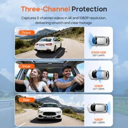 Novari - Dashcam 4K - Dashcam - Dashcam voor auto - Dashcam draadloos - Driekanaals opname in 4K+1080p+1080p - Spraakbesturing — thumbnail 4