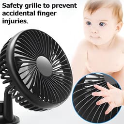 Dailygoody - Autoventilator - 360 graden rotatie - Zomerventilator - Zwart - USB-ventilator - Voor auto en camper — thumbnail 2