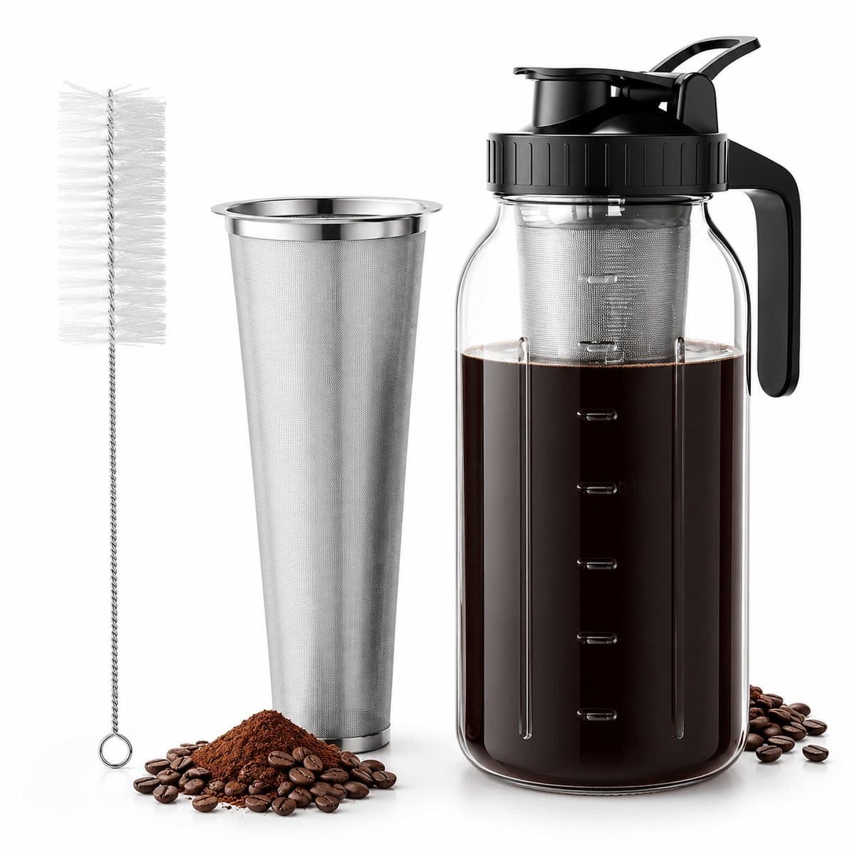 BOTC Cold Brew Koffie Maker - Slow Coffee - 1.8 Liter - Borosilicaat Glas - Zwart — afbeelding 1