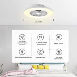RUX® Plafonniere Met Ventilator - Plafondventilator - Plafondventilator Met Verlichting - Wit - 60cm x 60cm x 17cm; 6 kg — thumbnail 5
