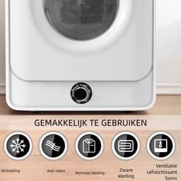 Wäschetrockner 3,0 kg – 830 W – 62 dB – 5 programma's – wandmontage – compact – voor wasruimtes – 49,5x43,5x59,5 cm – 1 st – wit — thumbnail 6