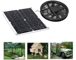 Ventilator - Zonne-energie Ventilator - 25cm 15W zonne-afzuigventilator - Zonnepaneel Afzuigventilator Kit - Voor Keuken, Kas & Huisdieren - Binnen & Buiten Gebruik - IP65 - Voor Kleine Kippenhokken, Kassen, Loodsen, Huisdierhuizen — afbeelding 1