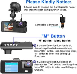 Dashcam - Dashcam voor auto - 1080P Dubbele Dashcam - 170° Groothoek Voertuigcamera - WDR, G-sensor - Loopopname, Nachtzicht — thumbnail 3