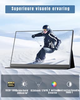 RUX® Draagbare Monitor voor Laptop – Portable Monitor 15,6 Inch – Draagbaar Scherm 1080FHD – HDMI / USB C – Extra Scherm Laptop – Laptop Scherm Uitbreider – Energiezuinig – ps5 Monitor - Tweede Scherm Laptop - Zwart - 41cm x 27cm x 6cm — thumbnail 4