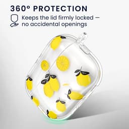kwmobile Hoes compatibel met Apple Airpods Pro 3 Case - Zachte TPU beschermhoes - Cover in geel / transparant citroenen design — thumbnail 5