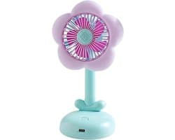 Stille Bureauventilator - Mini Ventilator Circulator - Persoonlijke Koeling - Bloemdesign met Nachtlampje - 96 x 97 x 96 cm
