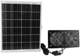 Zonne Ventilator Kit - Dubbele Fan - Buitenruimte Ventileren - IP65 Waterdicht Paneel - 30W - Zwart — thumbnail 4