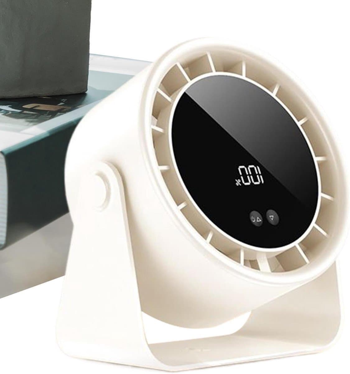 Bureaubureauventilator - Stille Verfrisser - Persoonlijk Comfort - 100 Snelheden Digitaal - 17.7W x 1H cm - Wit — afbeelding 1