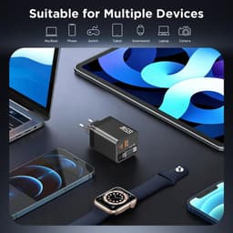 USB-C-oprolbare oplader 65 W, oprolbare oplaadkabel, voedingsadapter (inclusief kabel), 3 poorten, oprolbare oplader, snellader Geschikt voor op reis — thumbnail 2