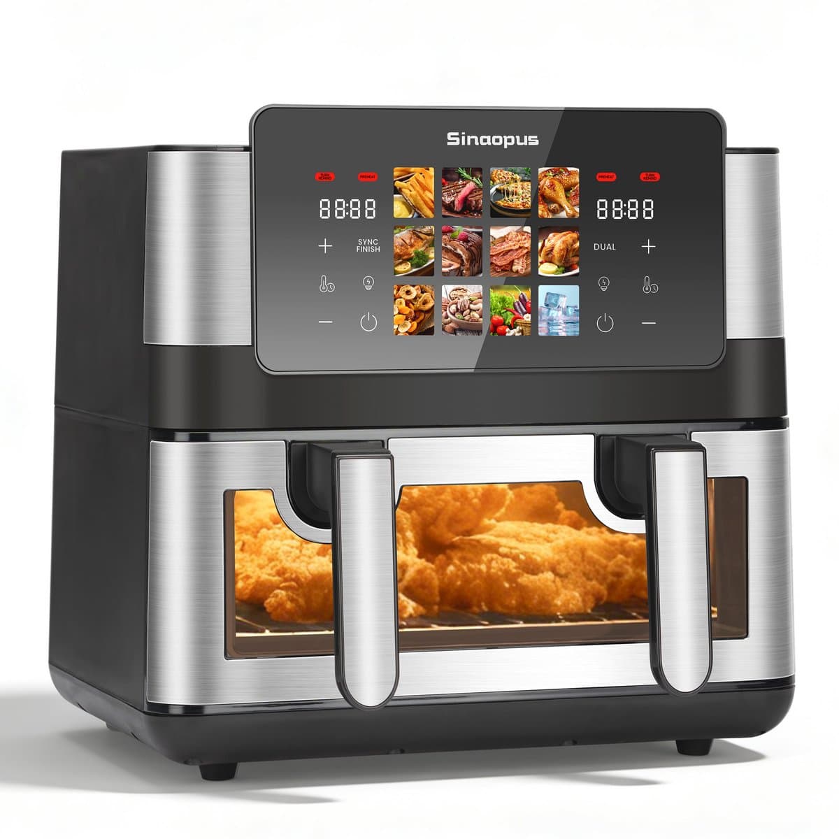 Sinaopus XXL Airfryer 9L 905A – Met Dubbele Mand – 12 Kookprogramma’s – Onafhankelijke Snelle Opwarming – Geschikt voor Gezinnen – Kijkvenster – Eenvoudig te Reinigen – Capaciteit voor 4 tot 5 Personen — afbeelding 1