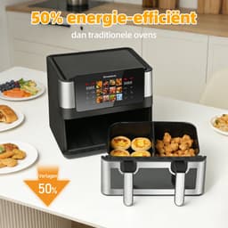 Sinaopus XXL Airfryer 8L 905A – Met Dubbele Mand – 12 Kookprogramma’s – Onafhankelijke Snelle Opwarming – Geschikt voor Gezinnen – Kijkvenster – Eenvoudig te Reinigen – Capaciteit voor 4 tot 5 Personen — thumbnail 4