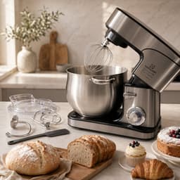 Kadoland® 12L Stand Mixer – Deegmachine 2000W – Keukenmachine voor Zwaar Deeg – 6 Snelheden + Pulse – RVS Mengkom – Inclusief Deeghaak, Garde, Klopper en Spatel — thumbnail 1