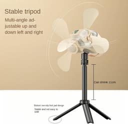 Tentplafondventilator, campingventilator met 3600 mAh-accu, 2-in-1 staand en hangend ontwerp voor op de camping en in studentenkamers – beige — thumbnail 5
