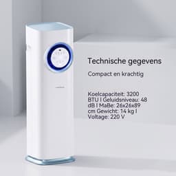 Mobiele Airco 3200 BTU 3-in-1 - Koelen - Ontvochtigen - 3 Snelheden - LED Display - Woonkamer En Kantoor - 26x26x89 cm - 1 Stuk - Wit — thumbnail 4