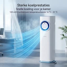 Mobiele Airco 3200 BTU 3-in-1 - Koelen - Ontvochtigen - 3 Snelheden - LED Display - Woonkamer En Kantoor - 26x26x89 cm - 1 Stuk - Wit — thumbnail 5