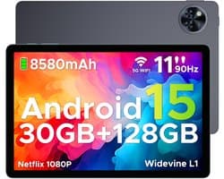 DOOGEE U11 Pro - Tablet - Tablets - 30GB RAM + 256GB ROM(2TB/TF) - 8580 mAh - 11 Inch 1080P 90 Hz - Dubbele luidspreker - T7200 Octa Core - 13MP Camera - 5G WIFI - Face ID - 7.9 mm Metallic Body - Grijs