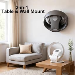 Bladloze Wandventilator 14" – 9 Snelheidsstanden, 90° Oscillerend, Timer, Fluisterstil | Draagbare Tafel- & Wandventilator voor Thuis, Slaapkamer, Kantoor | Inclusief Afstandsbediening – 35W Bladloos Ontwerp (Wit) — thumbnail 2