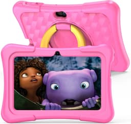 Elementkey Ai-Kids Max – 7 Inch KinderTablet – 32GB Intern + 64GB Micro SD – Voor En Achtercamera – Android 13 - IPS-scherm – 2GB RAM - SIM – WiFi 6 - Roze Hoes — thumbnail 1