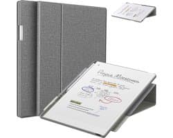 Remarkable Paper Pro hoes - Geschikt voor Remarkable Paper Pro 11.8" (2024) - 360 Graden Draaibaar - Lichtgewicht Magnetische hoes - Automatische slaap-/waakfunctie - Waterdicht- Leer - (Niet voor Remarkable 2) -Grijs