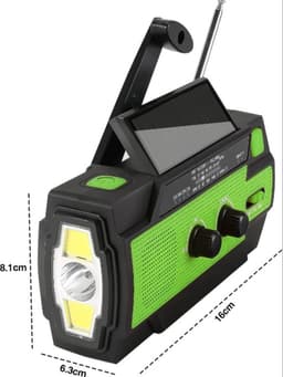 Dutchers® Noodradio - Opwindbare Survival Radio - Dynamo / Solar / Zonnepaneel - Opwindbaar - Zaklamp - FM - AM - Leeslamp / Draagbare noodradio - SOS alarm - USB-C kabel - Noodpakket - Kleur Groen — thumbnail 2