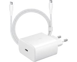 45w oplader usb C + usb C naar usb C kabel 2 meter - snellader - super fast charger - wit