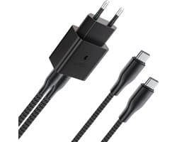 Usb C oplader geschikt voor Samsung super fast charging - 2 poorten - oplader - snellader - met usb C kabels - usb C adapter - 45w - 1 Meter