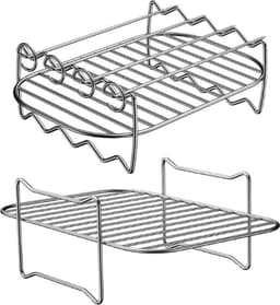 Dutchers® Set van 2 RVS Grill Rekken en 3x Spies stokjes - Wasbaar voor Dubbele Heteluchtfriteuse – Oven Accessoires - Te gebruiken voor: Ninja AF300EU, AF400EU, AF451EU, AF500EU, SL400EU en Andere Tweezone Airfryers — thumbnail 9