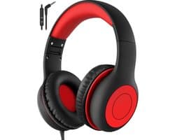 ApexArte® Koptelefoon Kinderen met Draad - Gaming Headset - Zwart met Rood