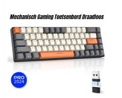 Mechanisch Gaming Toetsenbord Draadloos - 60% Keyboard - Red Switches - Bluetooth/USB Draadloos