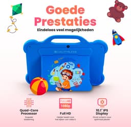 Quality4Less™ - Kindertablet 10.1 Inch - Android 13.0 - Ouderlijk toezicht - 64GB Geheugen - 5000mAh - Tablet voor kinderen vanaf 3 jaar - Blauw — thumbnail 4
