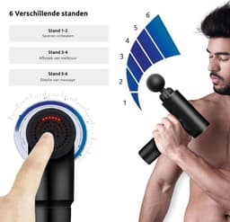 Compacte massage pro gun - 4 opzetstukken - 6 snelheden - diepe spierstimulatie - lichtgewicht - stil en draagbaar - zwart — thumbnail 5