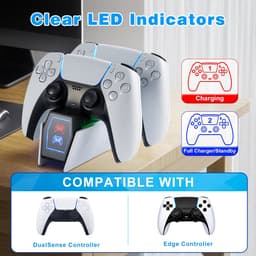 YONO Oplaadstation geschikt voor Playstation PS5 DualSense Controller - Dual Oplader - Charging Dock - Accessoires - Wit — thumbnail 2