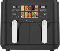 Turbotronic Airfryer XXL DualChef - 9L - 1600W - Heteluchtfriteuse - Dubbele Mand - 2 x 4.5L - 50ºC tot 200ºC - 10 Kookprogramma's - Zwart — thumbnail 1