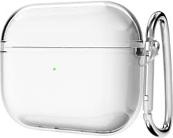 Cazy siliconen Hoesje geschikt voor Apple Airpods 3 - Inclusief karabijnhaak - Beschermt tegen krassen en stoten - Transparant