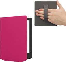 kwmobile flip cover geschikt voor Pocketbook Verse / Verse Lite / Verse Pro / Color / Vivlio Light/Light HD - Case met magnetische sluiting en handvat - Hoes voor e-reader in neon roze - design — thumbnail 1