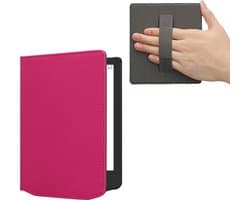 kwmobile flip cover geschikt voor Pocketbook Verse / Verse Lite / Verse Pro / Color / Vivlio Light/Light HD - Case met magnetische sluiting en handvat - Hoes voor e-reader in neon roze - design