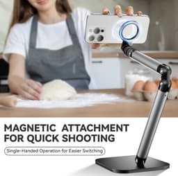 Telesin Live Streaming Desktop Stand met MagSafe - Telefoonhouder In Hoogte Verstelbaar 27-47cm - Stabiele Bureaustandaard - Aluminiumlegering — thumbnail 3