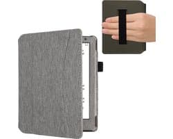 kwmobile Flip cover eReader hoesje geschikt voor Kobo Aura H2O Edition 2 - Met handvat - In lichtgrijs