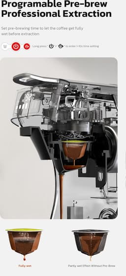 Ariqo Koffiemachine - Koffiezetapparaat - Incl. Melkopschuimer - Capsules - 6-in-1 - Espresso Machine - Warm en Koud - Beige — thumbnail 2