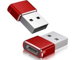 Set van 2 - USB C naar USB Adapter - USB-C naar USB convertor - opzetstuk - office - USB 3.1 to USB C HUB - pc - laptop - USB C naar USB A female - telefoon - adapter - Rood