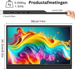 White-Label® Portable Monitor - Draagbare Scherm - Gaming - Full HD - Zwart — thumbnail 2