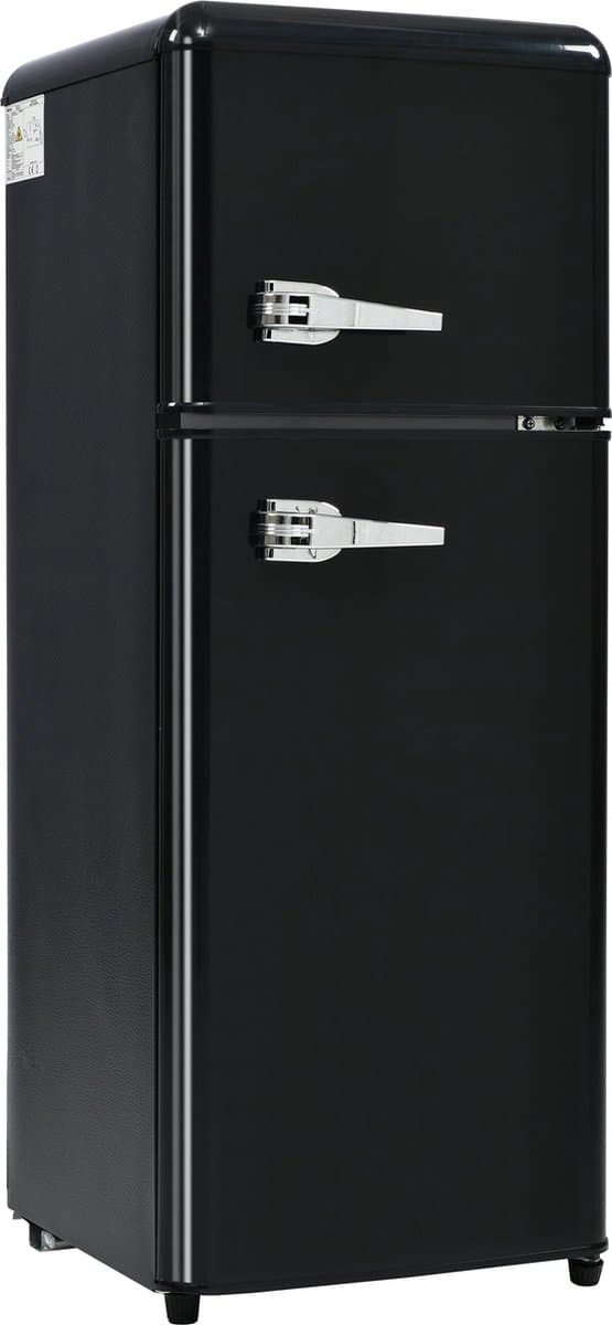 Merax Retro Mini Koelkast 92L – Koel-vriescombinatie – Zwart – Energieklasse D — afbeelding 1