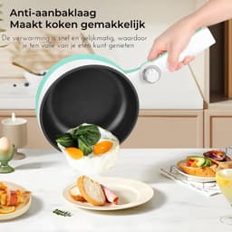 Hotpot Electrisch Chinees – Kaasfondue Pan Elektrische Multipan – Multifunctioneel 1.7L - Chinese Fondue 200/600Watt – Saute Pan – Friteuse – Hete Pan- Stomer – Langzame Kookplaat – Gemakkelijk Schoon te Maken - Blauw — thumbnail 2