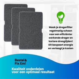Fixem® - Geschikt voor Beko droger filter 2964840100 - Wasdroger filter - Spons filter - Filter voor droger- 245x155mm 3 stuks — thumbnail 5