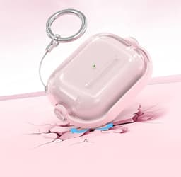 Ainy - PRO Case met sleutelhanger roze - Geschikt voor Apple Airpods Pro 2 / Pro 1 | case met keycord | schokbestendig | Uitsparing voor oplaadpoort & draadloos opladen ondersteund | cadeau voor haar — thumbnail 2